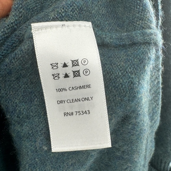 Turtleneck cashmere sweater size M medium green - Picture 3 of 5